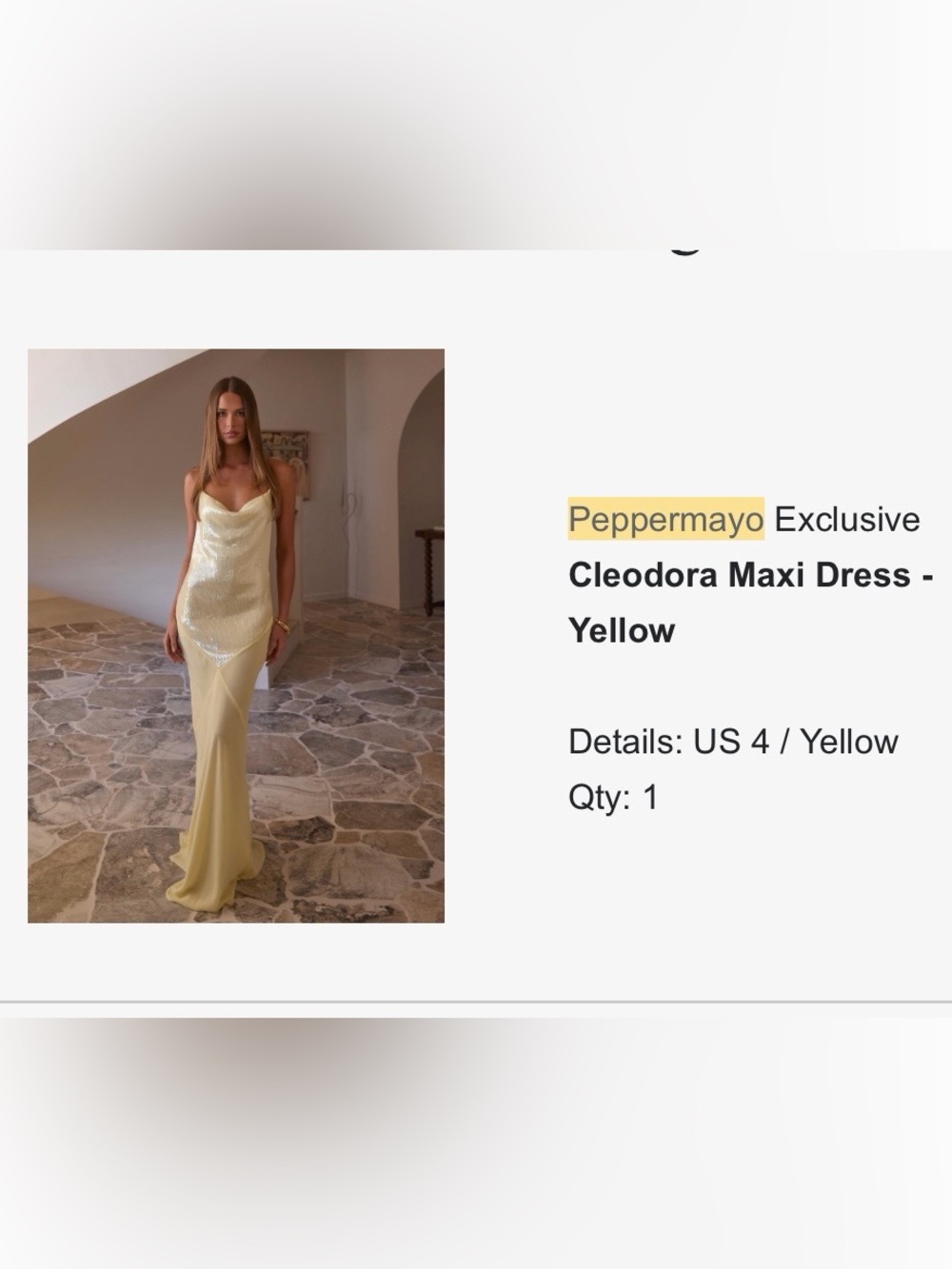 Peppermayo Pale Yellow Sequin Cowl Slip Maxi Dress - Picture 8 of 14